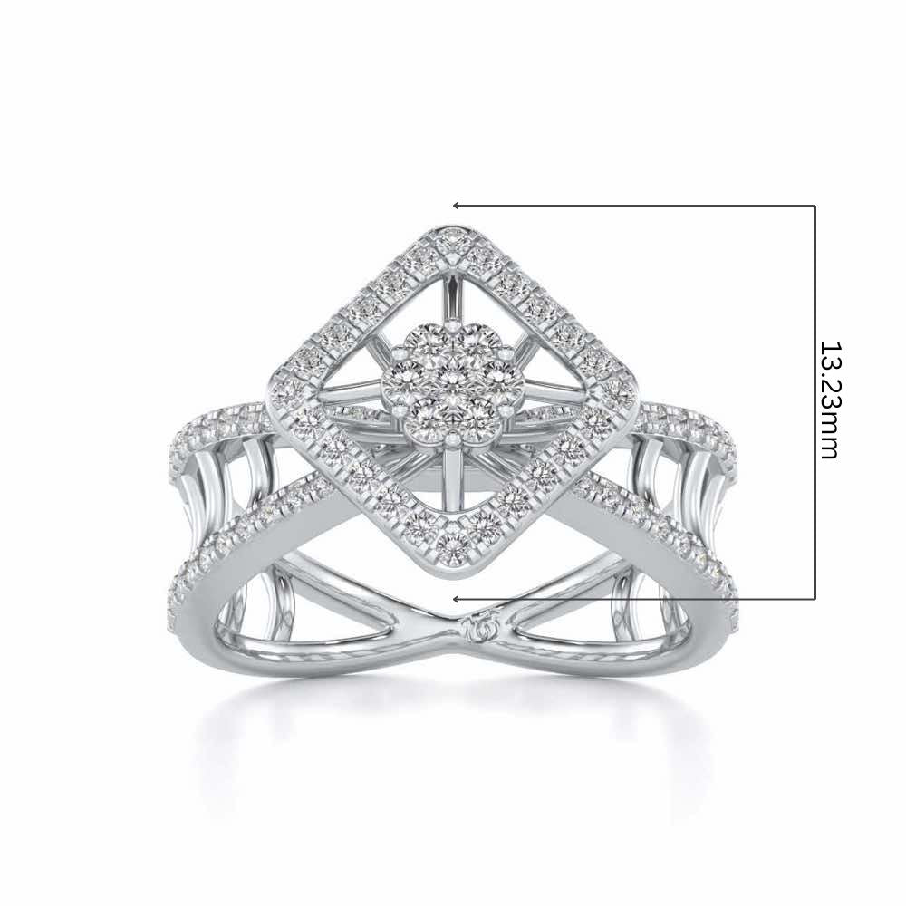 Rhombus Eye Silver Ring - White Gold - Image 5