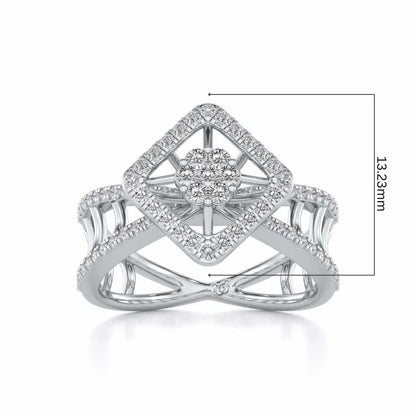 Rhombus Eye Silver Ring - White Gold - Image 5