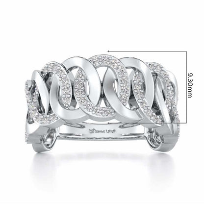 Elipse Overlap Silver Band Ring - White Gold - Image 5