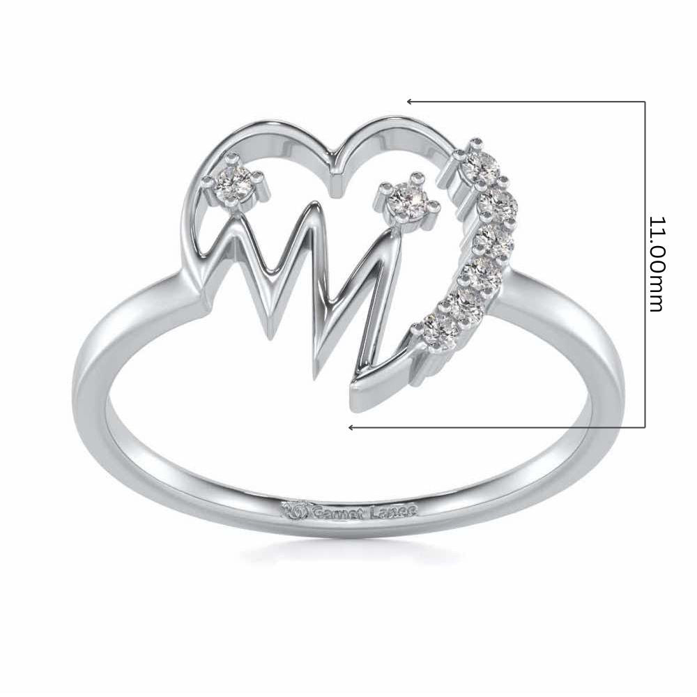 Heart beats Silver Ring - White Gold - Image 5