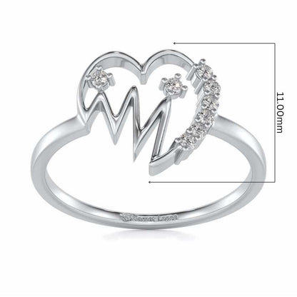 Heart beats Silver Ring - White Gold - Image 5