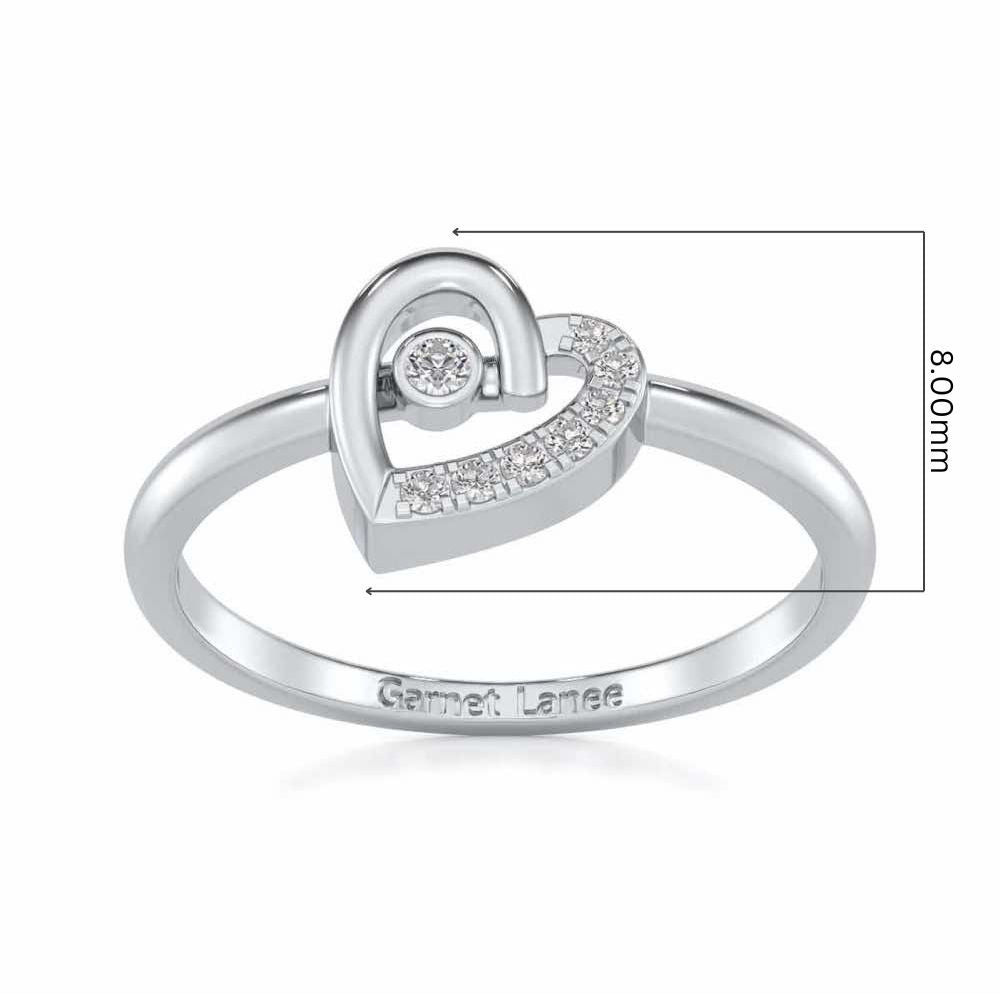 Simple Heart Silver Ring - White Gold - Image 5