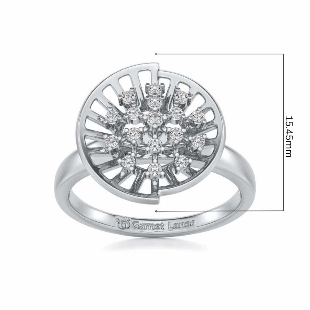 Sun Rays Silver Ring - White Gold - Image 5