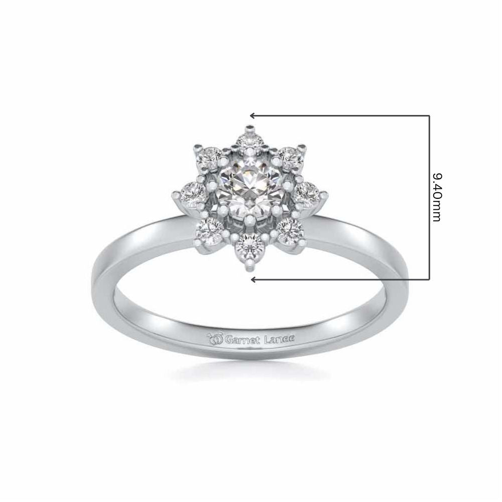 Pole Star Solitaire Silver Ring - White Gold - Image 5