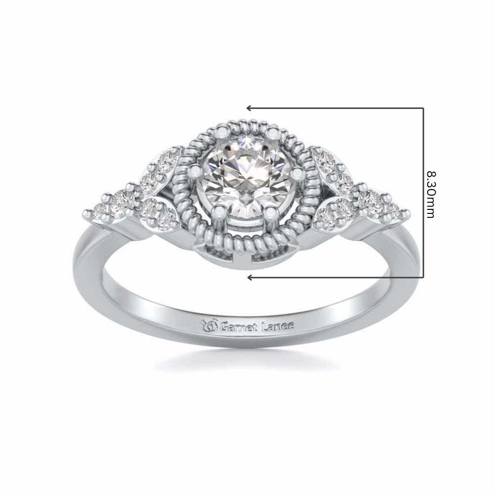 Brandish Solitaire Silver Ring - White Gold - Image 5