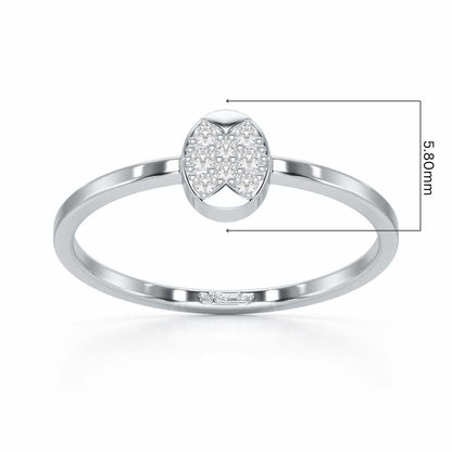 Airy Oval Silver Ring - White Gold - Image 5