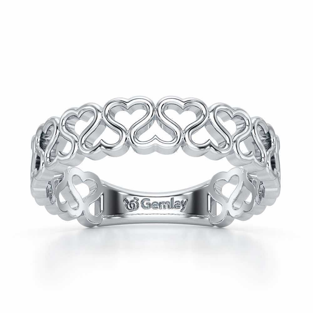 Heart Ziggle Silver Ring - White Gold - Image 2