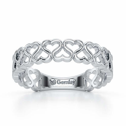 Heart Ziggle Silver Ring - White Gold - Image 2