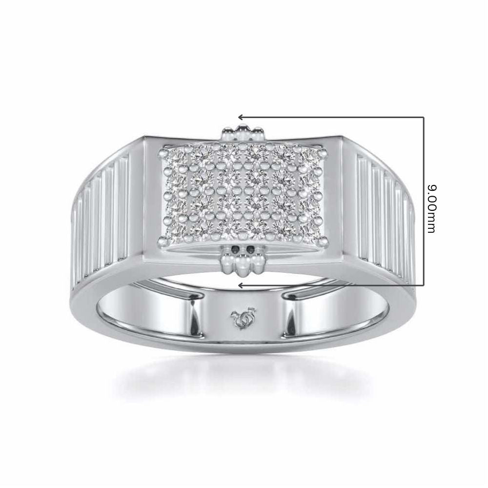 Bulge Silver Ring For Men - White Gold - Image 5