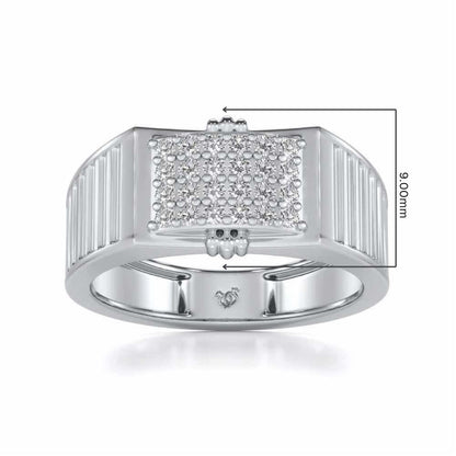Bulge Silver Ring For Men - White Gold - Image 5