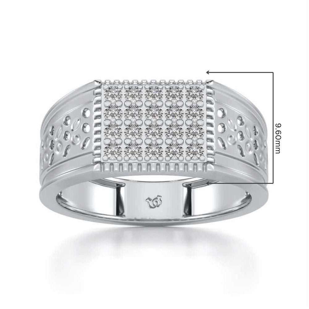 Zircon Silver Ring For Men - White Gold - Image 5