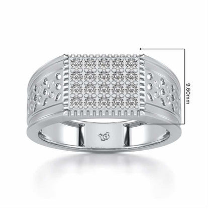 Zircon Silver Ring For Men - White Gold - Image 5