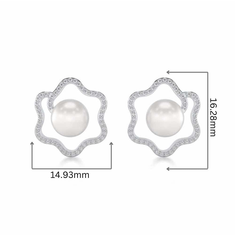 Little Shine Silver Pearl Earrings - White Gold - Image 2