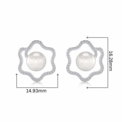 Little Shine Silver Pearl Earrings - White Gold - Image 2