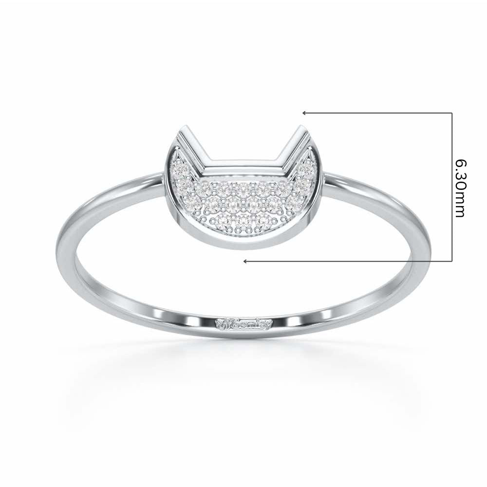 Sparky Feline Silver Ring - White Gold - Image 5