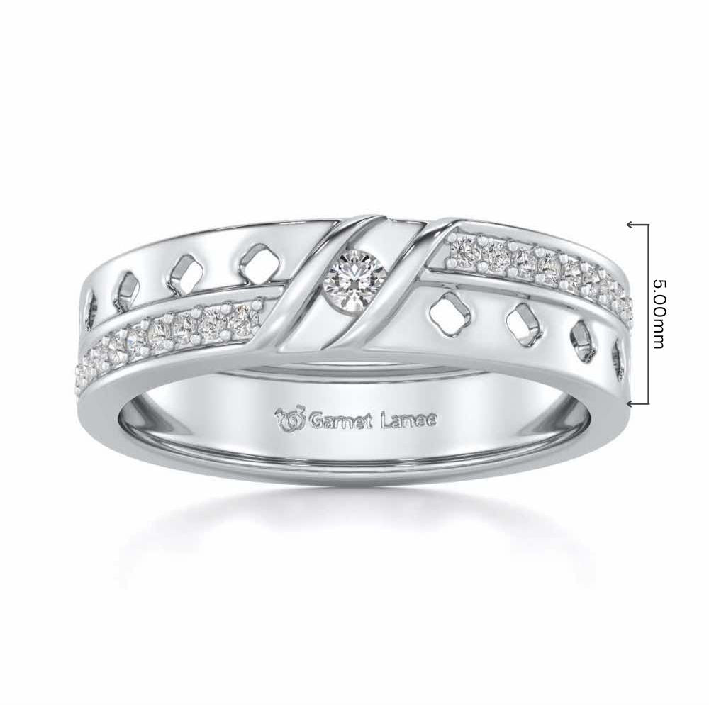 Revered Silver Band Ring - White Gold - Image 5