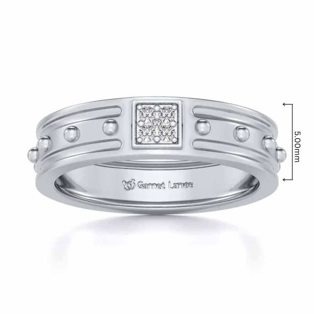 Floral Silver Band Ring - White Gold - Image 5