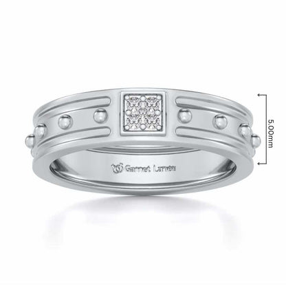 Floral Silver Band Ring - White Gold - Image 5