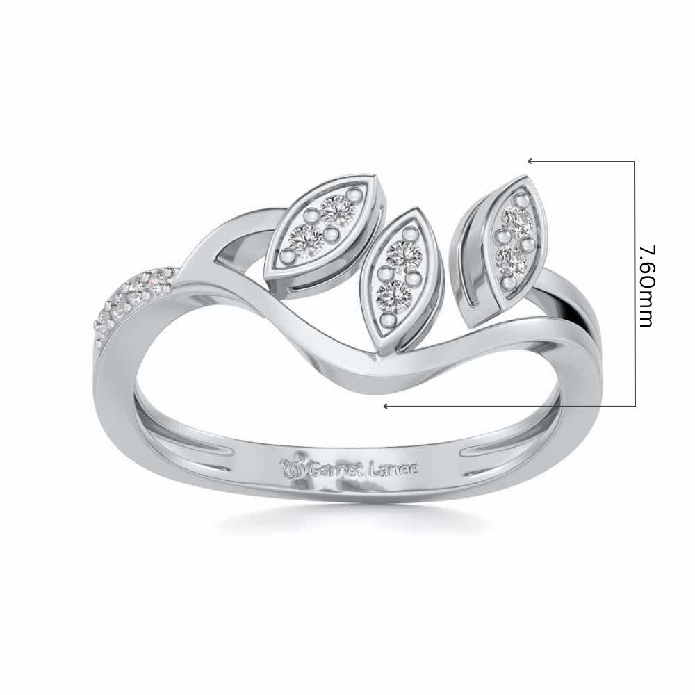Swaying Leaves Silver Ring - White Gold - Image 5