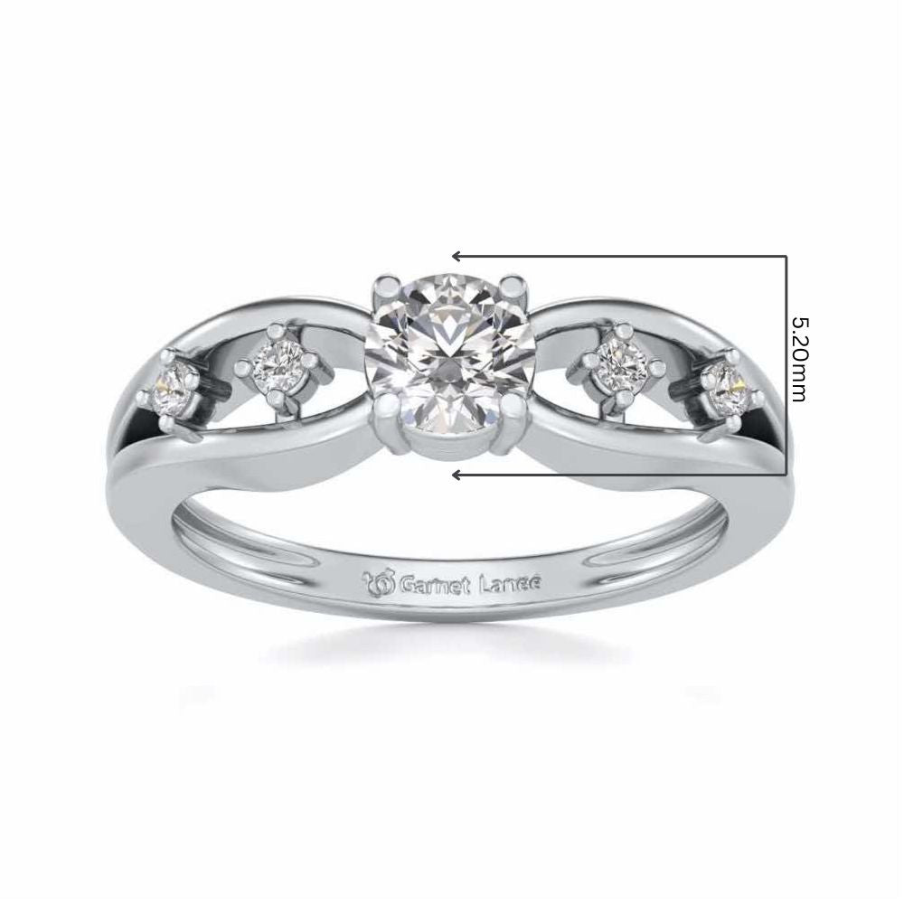 Tsaritsa Solitaire Silver Ring - White Gold - Image 5