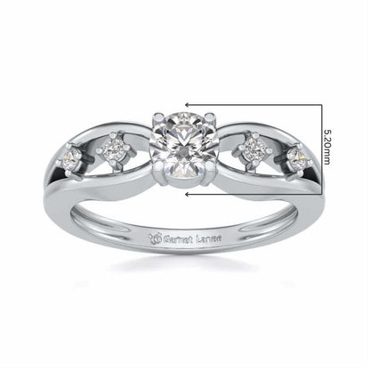 Tsaritsa Solitaire Silver Ring - White Gold - Image 5