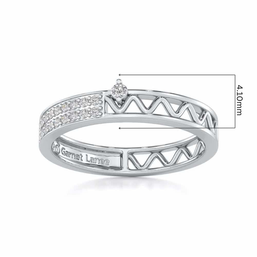 Ziggy Silver Band Ring - White Gold - Image 5