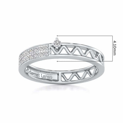 Ziggy Silver Band Ring - White Gold - Image 5