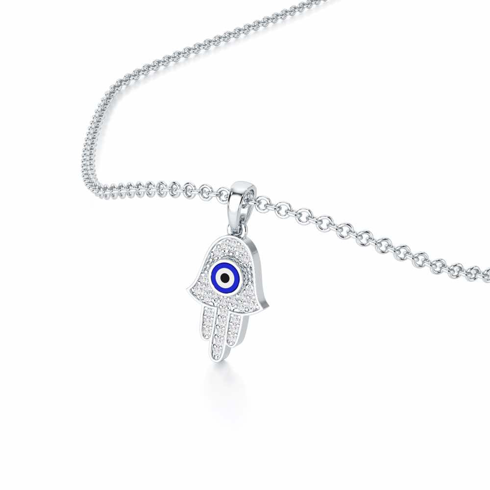 Protective Gaze Silver Pendant - White Gold - Image 2