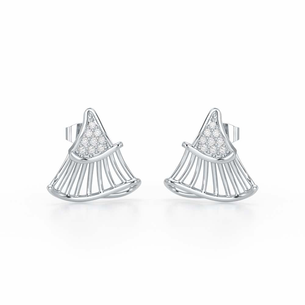 Shiny Skirts Silver Earring Studs - White Gold - Image 2