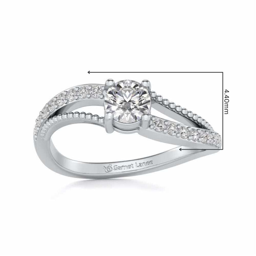 Wavish Solitaire Silver Ring - White Gold - Image 5
