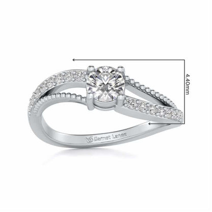 Wavish Solitaire Silver Ring - White Gold - Image 5