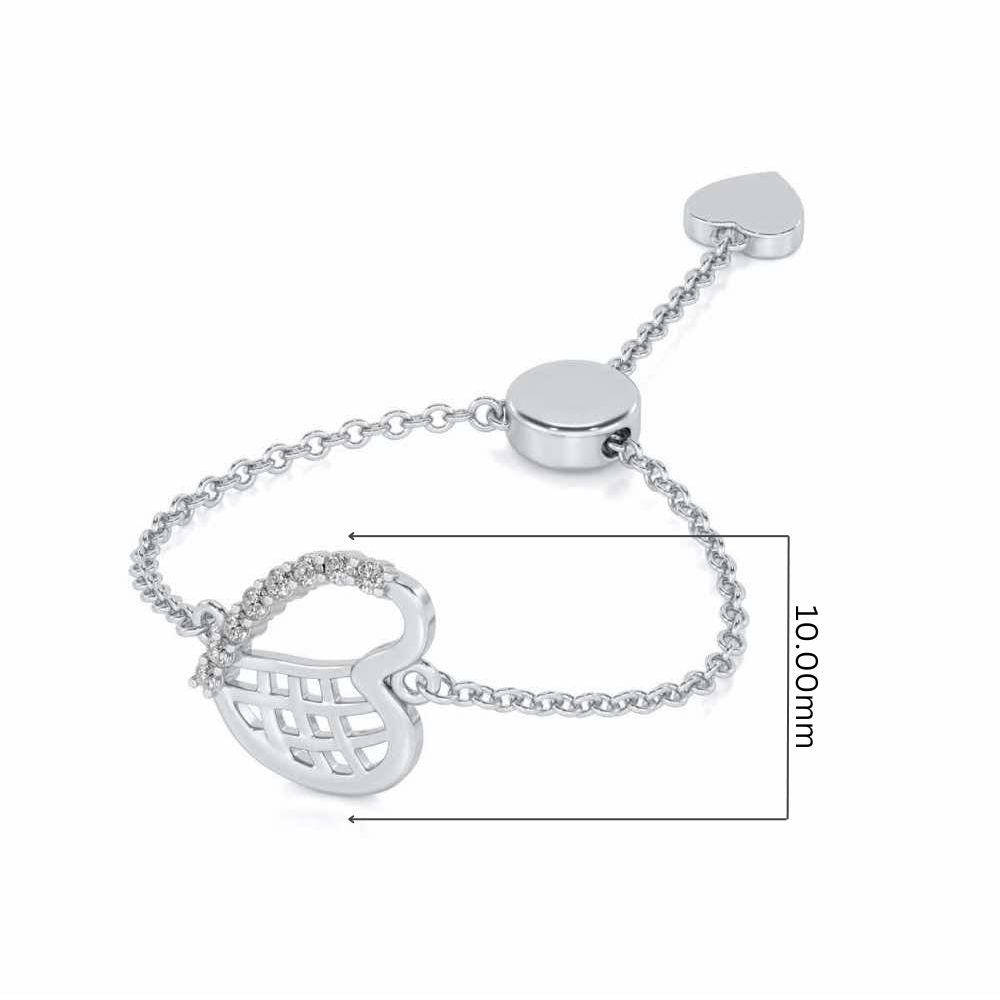 Sunk Heart Adjustable Silver Ring - White Gold - Image 5