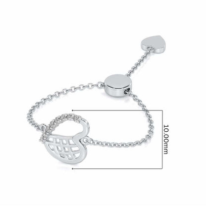 Sunk Heart Adjustable Silver Ring - White Gold - Image 5