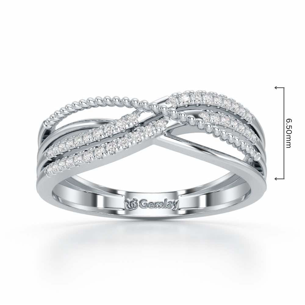 Crssing Wave Silver Ring - White Gold - Image 2