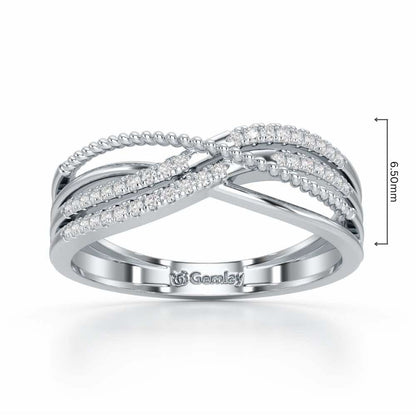 Crssing Wave Silver Ring - White Gold - Image 2