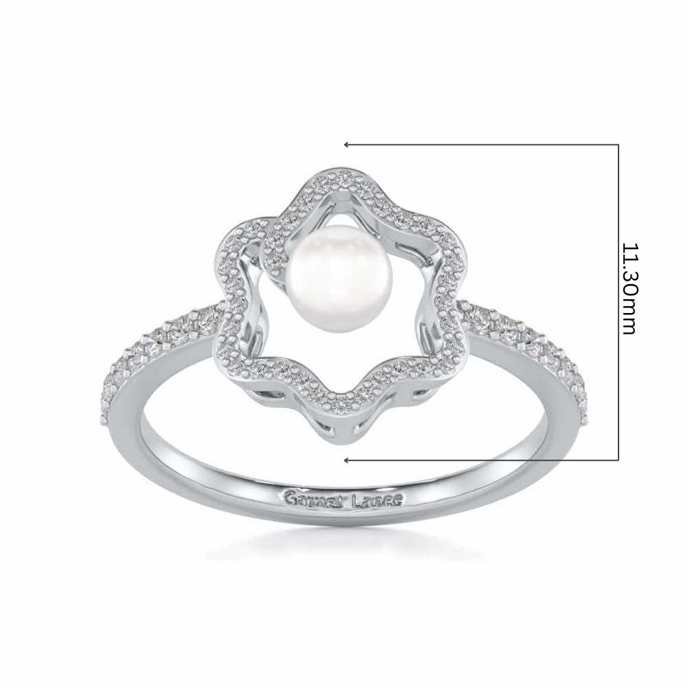 Little Shine Silver Pearl Ring - White Gold - Image 5