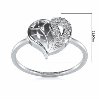 Leafy Heart Silver Ring - White Gold - Image 5