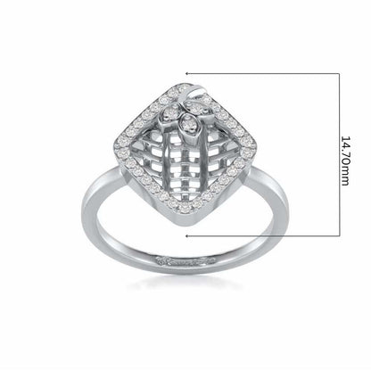 Vine Down Silver Ring - White Gold - Image 5