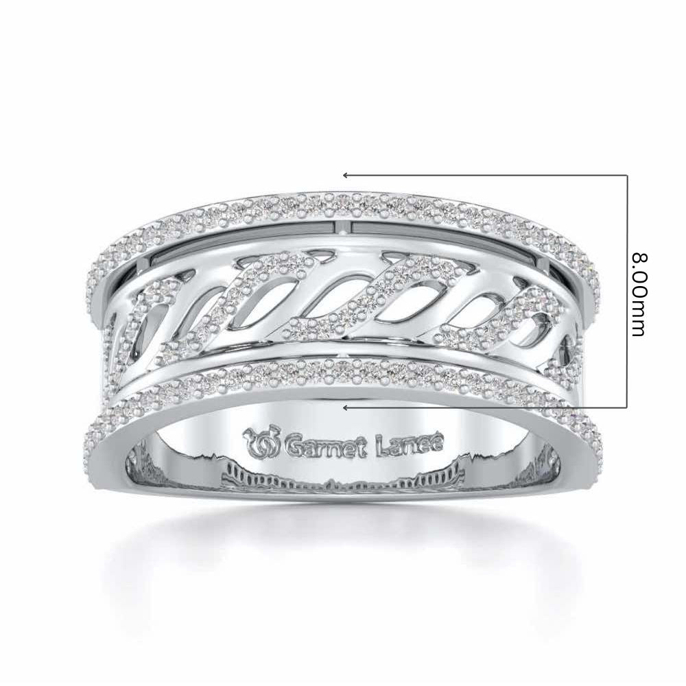 Glitz Braid Silver Band Ring - White Gold - Image 5