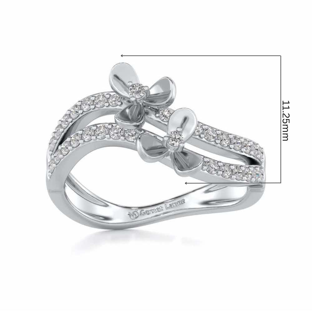 Flower Wave Silver Ring - White Gold - Image 5