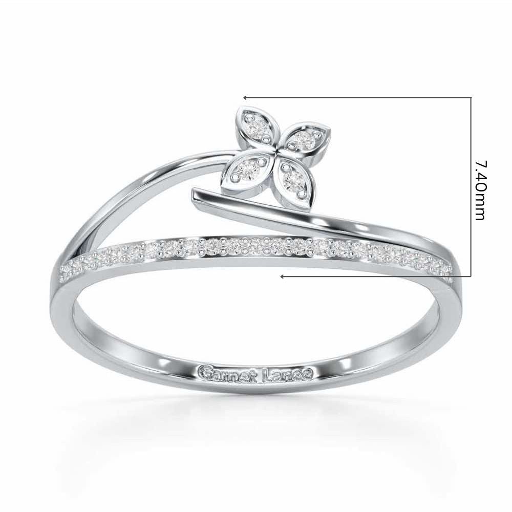Subtle Flower Silver Ring - White Gold - Image 5
