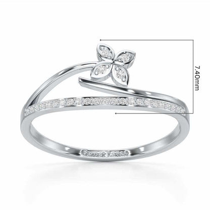 Subtle Flower Silver Ring - White Gold - Image 5