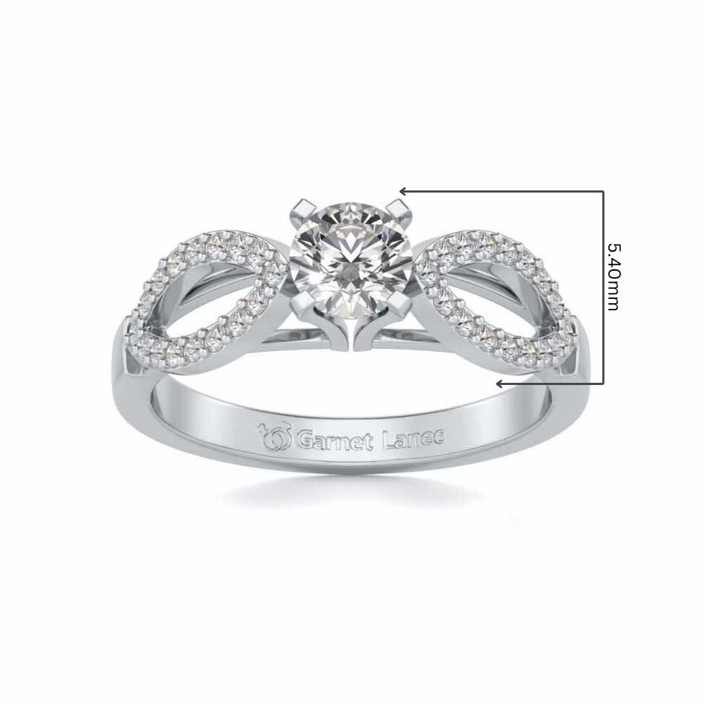 Angel Solitaire Silver Ring - White Gold - Image 5