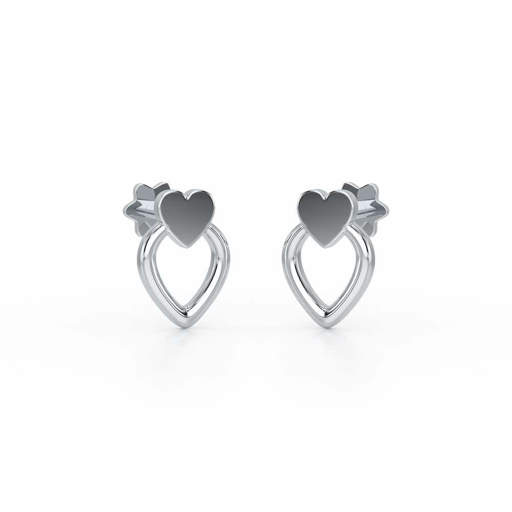 Mini Hearts Silver Earrings - White Gold - Image 2