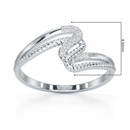 Down Wave Silver Ring - White Gold - Image 2