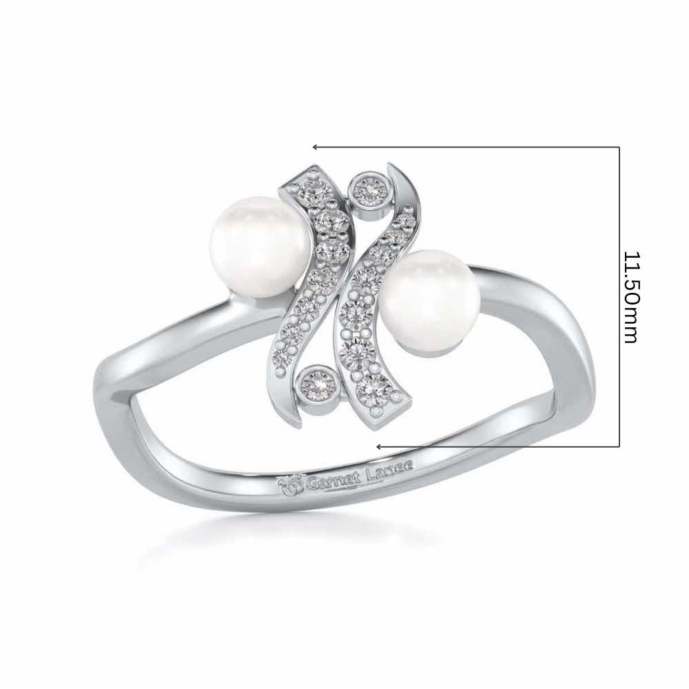 Subtle Silver Pearl Ring - White Gold - Image 5