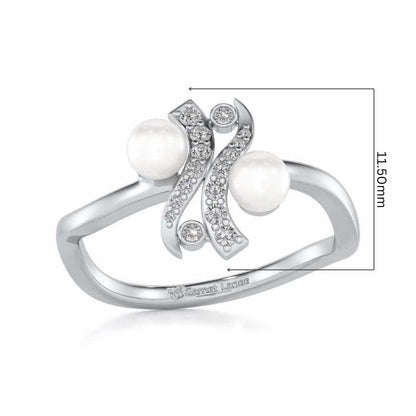 Subtle Silver Pearl Ring - White Gold - Image 5