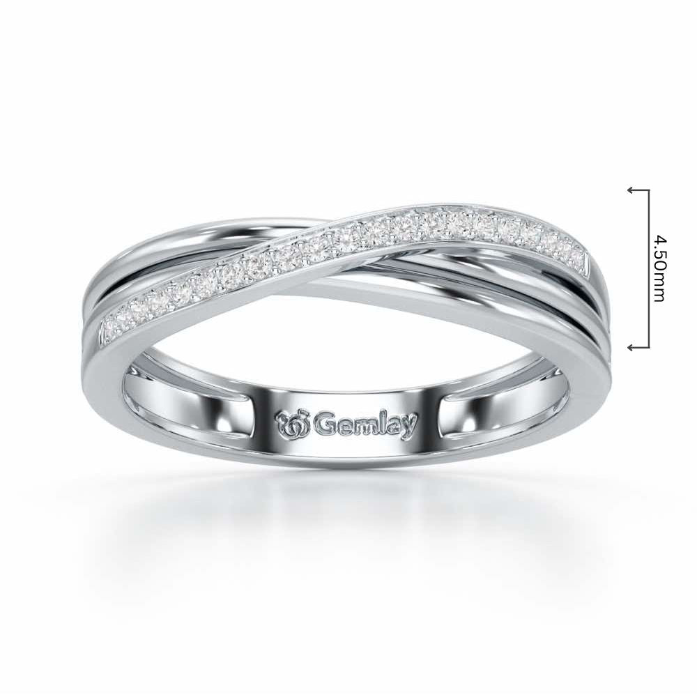 Three Crossing Silver Ring - White Gold - Image 2