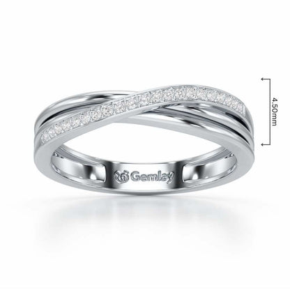 Three Crossing Silver Ring - White Gold - Image 2