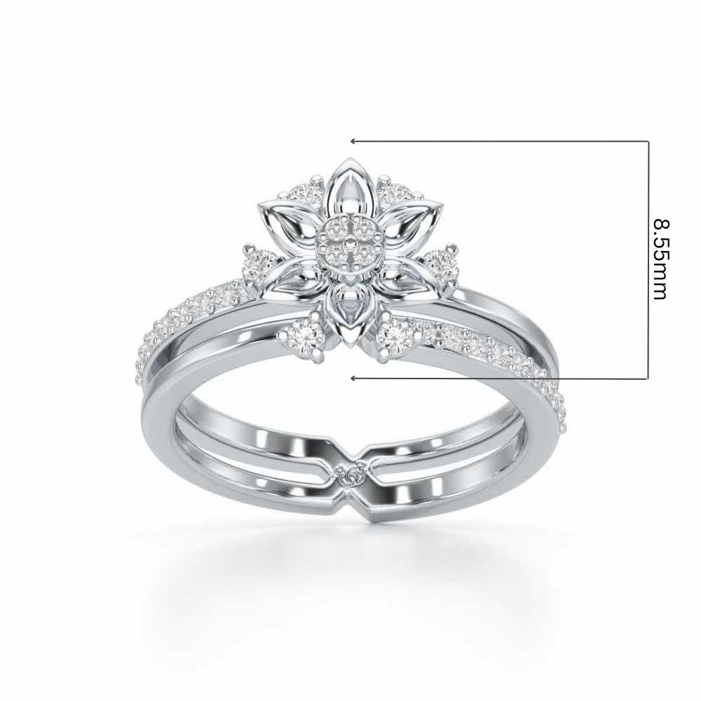 Cross Lattice Silver Ring - White Gold - Image 5